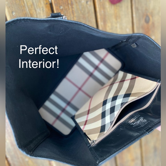 BURBERRY NOVA CHECK Shopper/Footed TOTE🔥HUGE!🔥PVC/Leather w/pouch🔥HOT ITEM!🔥 - Picture 7 of 15